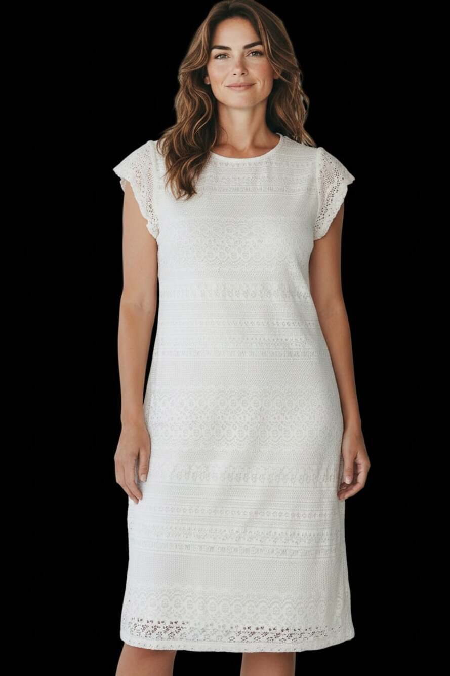 Banana Republic White Lace Stretch Sheath Dress Size L